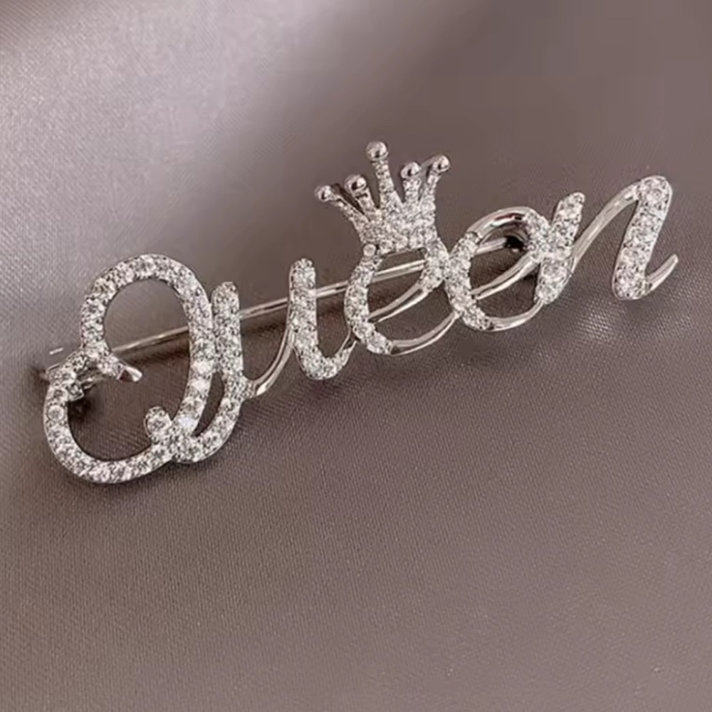 Silver Queen Brooch with Crown Design